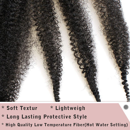 Xtrend 8 Packs 12 Inch Soft Springy Afro Twist Hair Pre-Separated Spring Twist Hair for Faux Locs Natural Black Marley Twist Crochet Braiding Hair Synthetic Hair Extensions 8 Strands/Pack 1B#