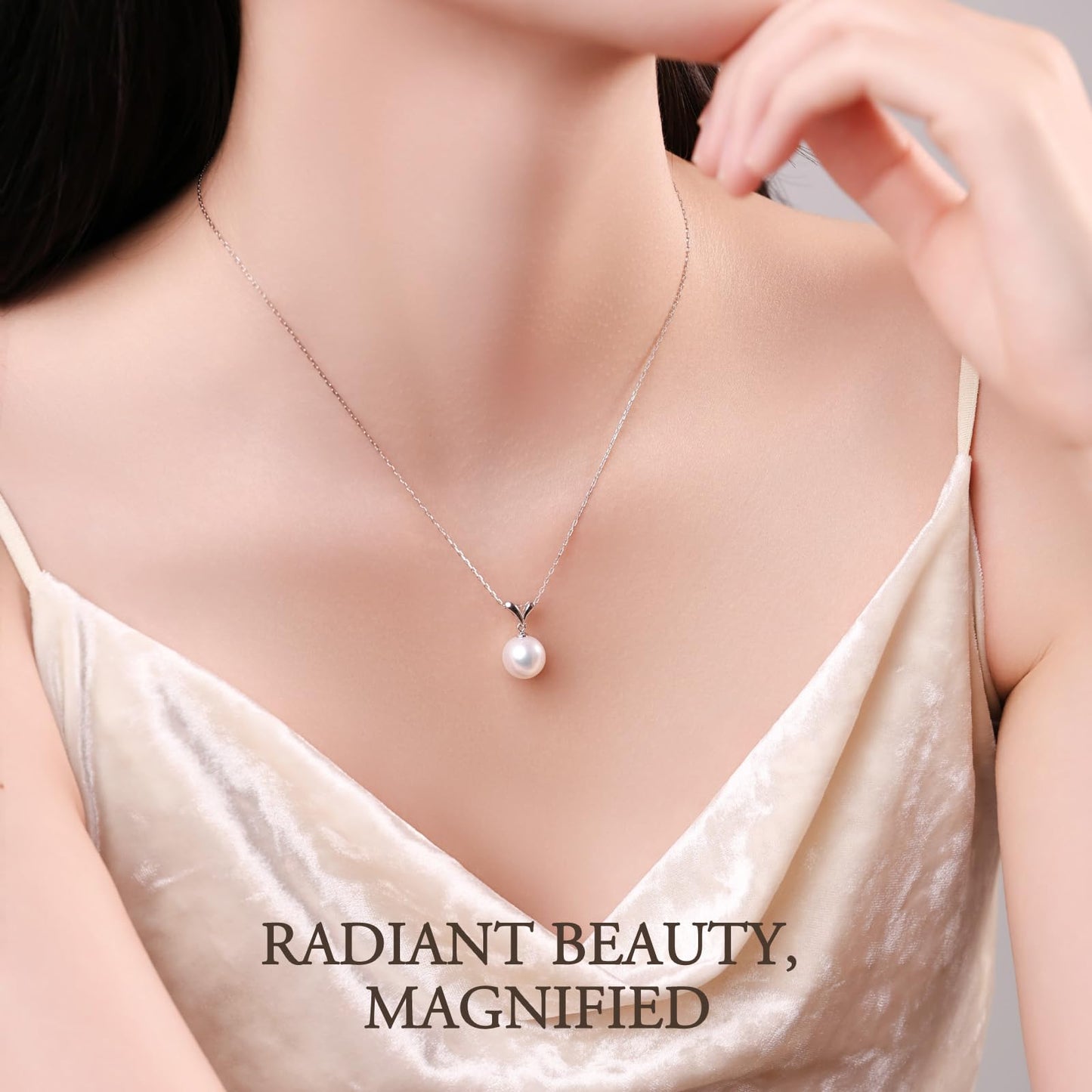 White Pearl Necklace Natural AAAA+ Freshwater Pearl Necklace for Women 10-11mm Natureal Single Pearl Necklace with 925 Sterling Silver Chain Gift for Women