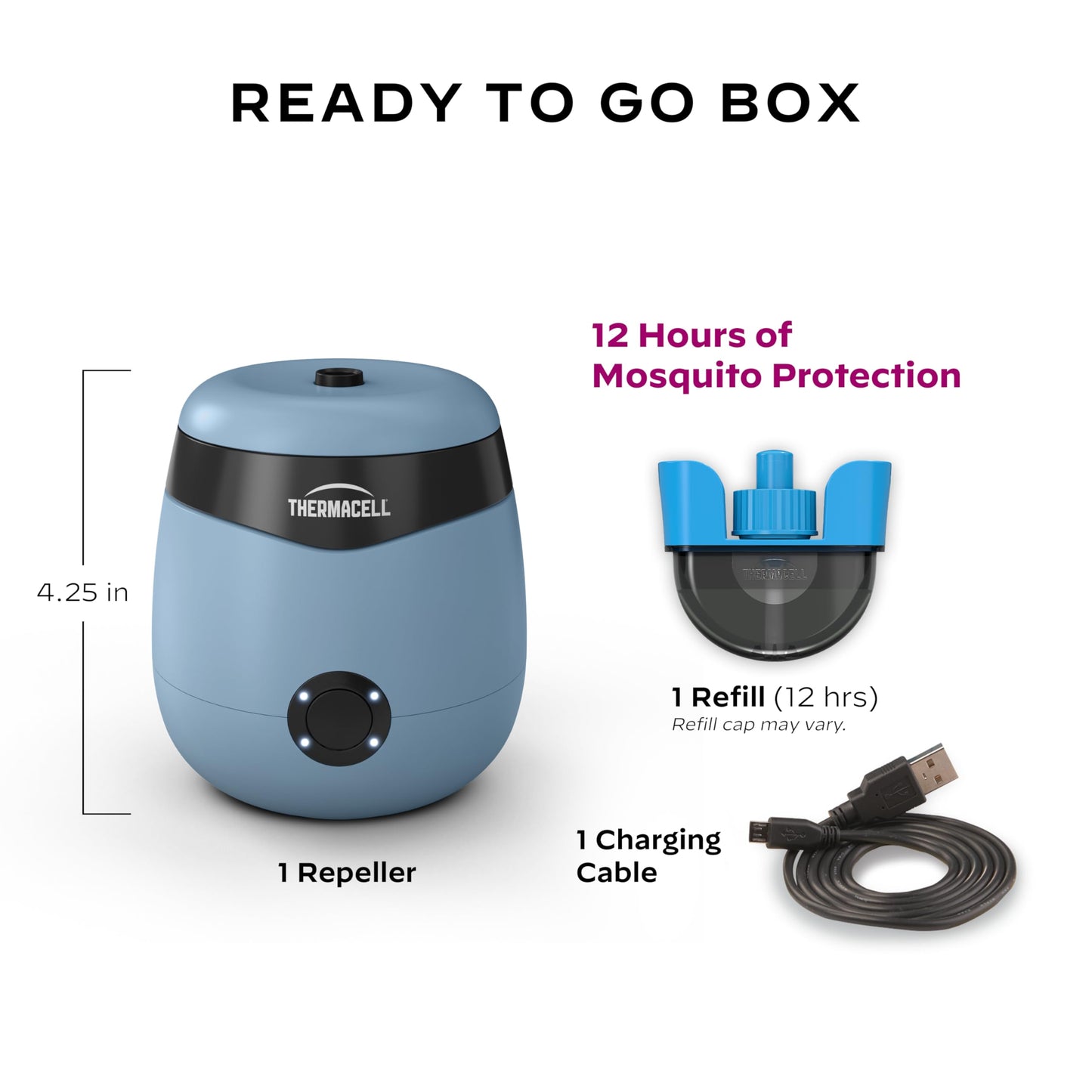 Thermacell E55 E-Series Rechargeable Mosquito Repeller with 20' Mosquito Protection Zone; Blue; Includes 12-Hr Repellent Refill; Bug Spray Alternative; Scent Free; No Candle or Flame