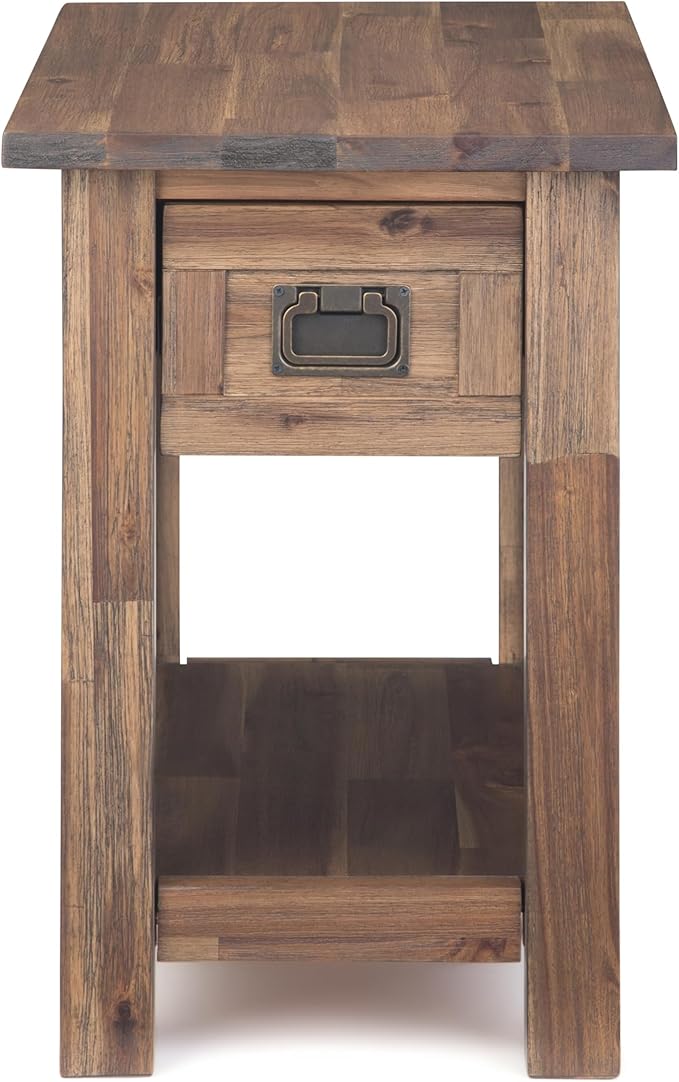SIMPLIHOME Monroe Narrow Side Table – 14 inch Wide Solid Acacia Wood Narrow End
