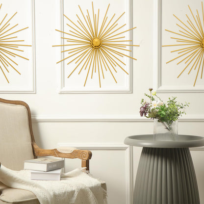 Barydat 6 Pcs Gold Sunburst Wall Decor Metal Bling Starbursts Wall Art Mid Century Modern Round Decoration Radial Boho Home Artwork for Living Room Hanging Accents Bedroom Entryway Dorm