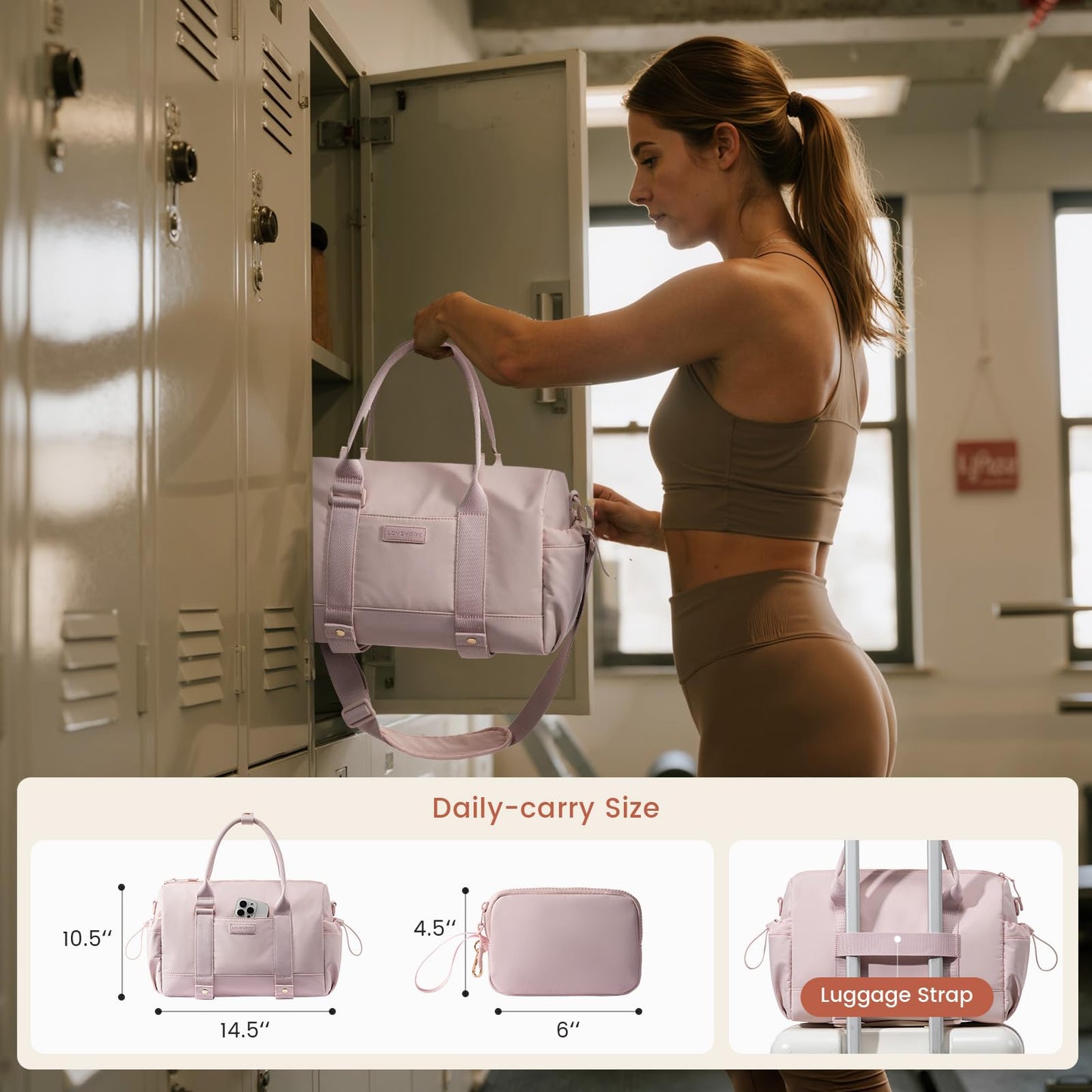 LOVEVOOK Small Gym Bag for Women with Yoga mat Holder, Mini Duffle Bag for Travel with Wet Pocket, Overnight Personal Item Bags, Lightweight Carry on Weekender Duffel for Workout, Dance, Ballet