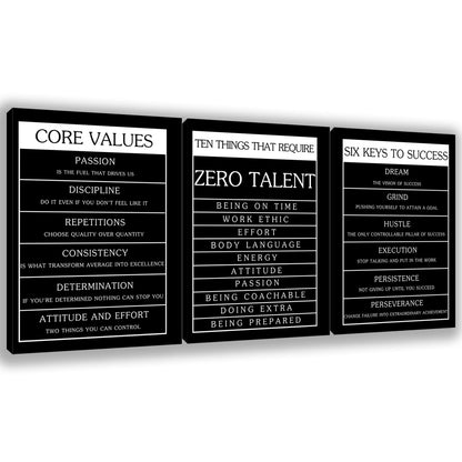 Inspirational Motivational Wall Art Set - Canvas Wall Art Framed Paintings for Office, Living Room, Bedroom - (36''W x 16''H)