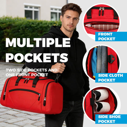 Uarition Mens Gym Bag, 55L Large Sports Duffle Bags, Workout Bags Lightweight, Red