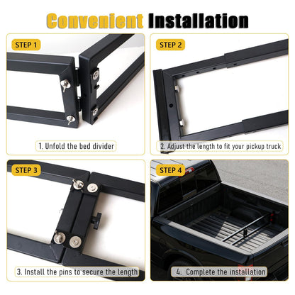 Truck Bed Divider Cargo Organizer Panel Universal Compatible with 2015-2026 Ford F150&2022-2026 Toyota Tundra&2019-2025 Chevy Silverado GMC Sierra 1500 Pickup Truck Beds Adjustable Foldable
