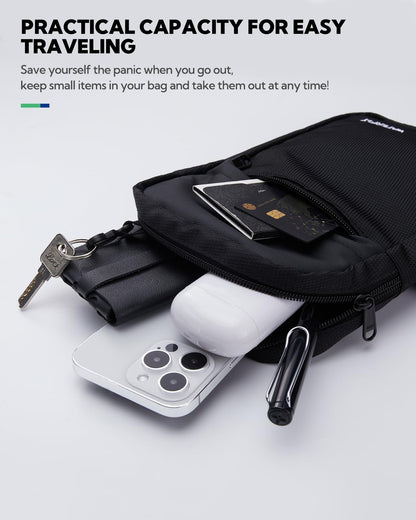 WATERFLY Crossbody Chest Sling bag: Small Shoulder Bag Crossover Cross Body Bag for Work Travelling Women Men