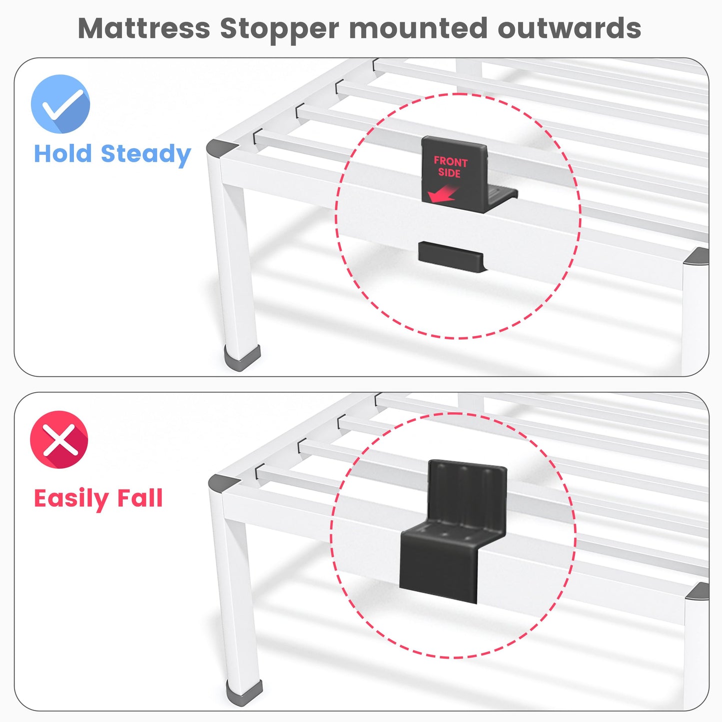 7 Inch Queen Bed Frame, Metal Platform Bed Frame with Round Corner Legs, 3500 lbs Heavy Duty Steel Slats Support, No Box Spring Needed, Noise Free, Easy Assembly, White
