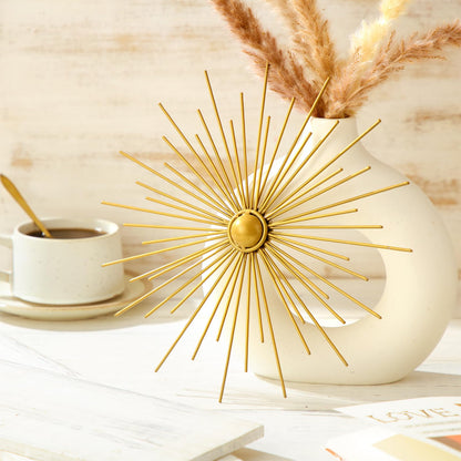 Barydat 6 Pcs Gold Sunburst Wall Decor Metal Bling Starbursts Wall Art Mid Century Modern Round Decoration Radial Boho Home Artwork for Living Room Hanging Accents Bedroom Entryway Dorm