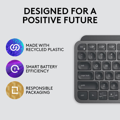 Logitech MX Keys S Wireless Keyboard, Low Profile, Fluid Precise Quiet Typing, Programmable Keys, Backlighting, Bluetooth, USB C Rechargeable, for Windows PC, Linux, Chrome, Mac - Graphite