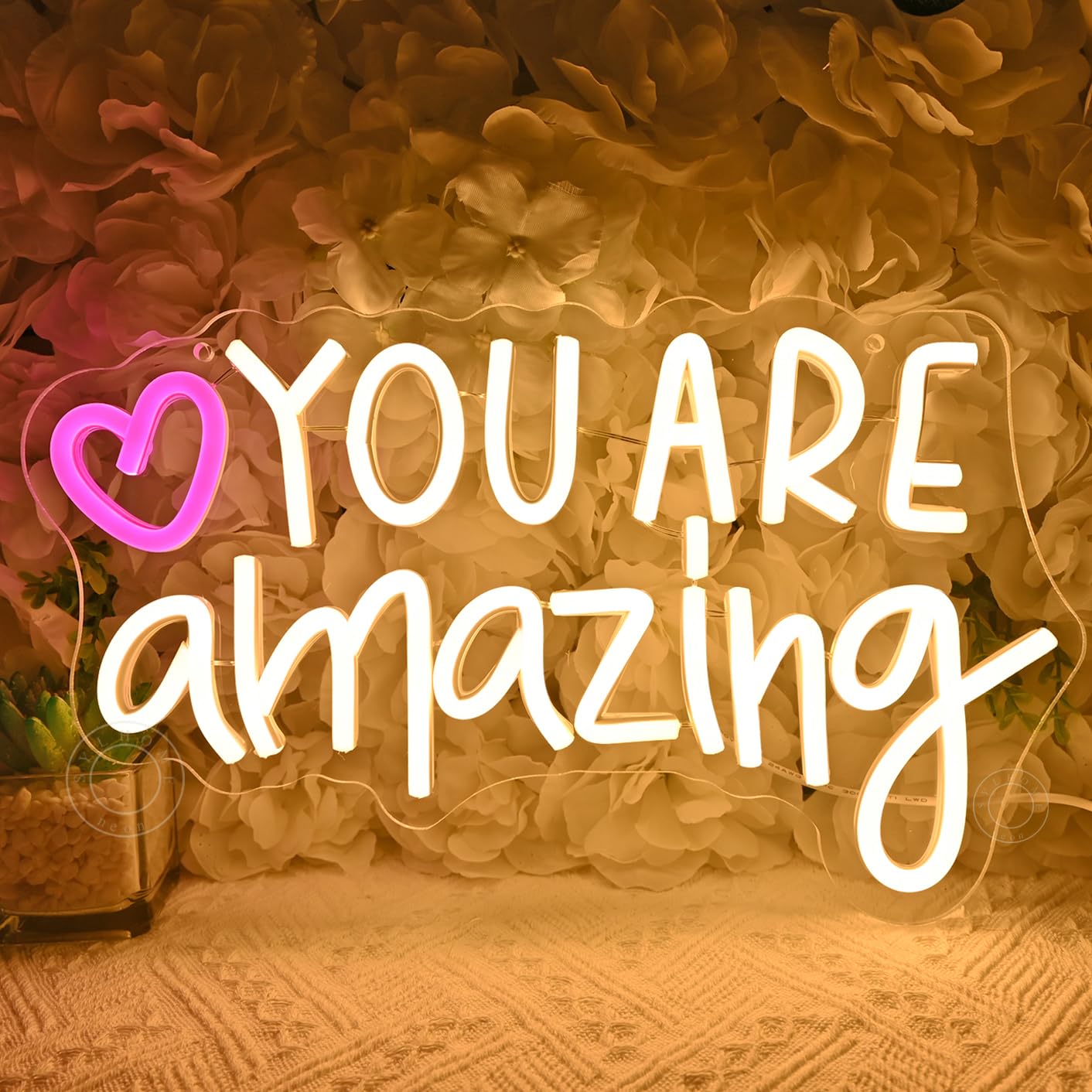 SYLHOME Led Neon Light Sign You Are Amazing Heart Classroom Kids Room Besroom Wall Decor Sign Banner Birthday Christmas Party Backdrop 13.8" X 8" USB