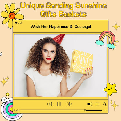 Gift Baskets for Women, 10pcs Unique Birthday Gifts for Women, Best Friend Birthday Christmas Gift, Get Well Soon Gift Basket Sending Sunshine Cheer Up Box for Sister Friendship - BRIGHTEN UP HER DAY!