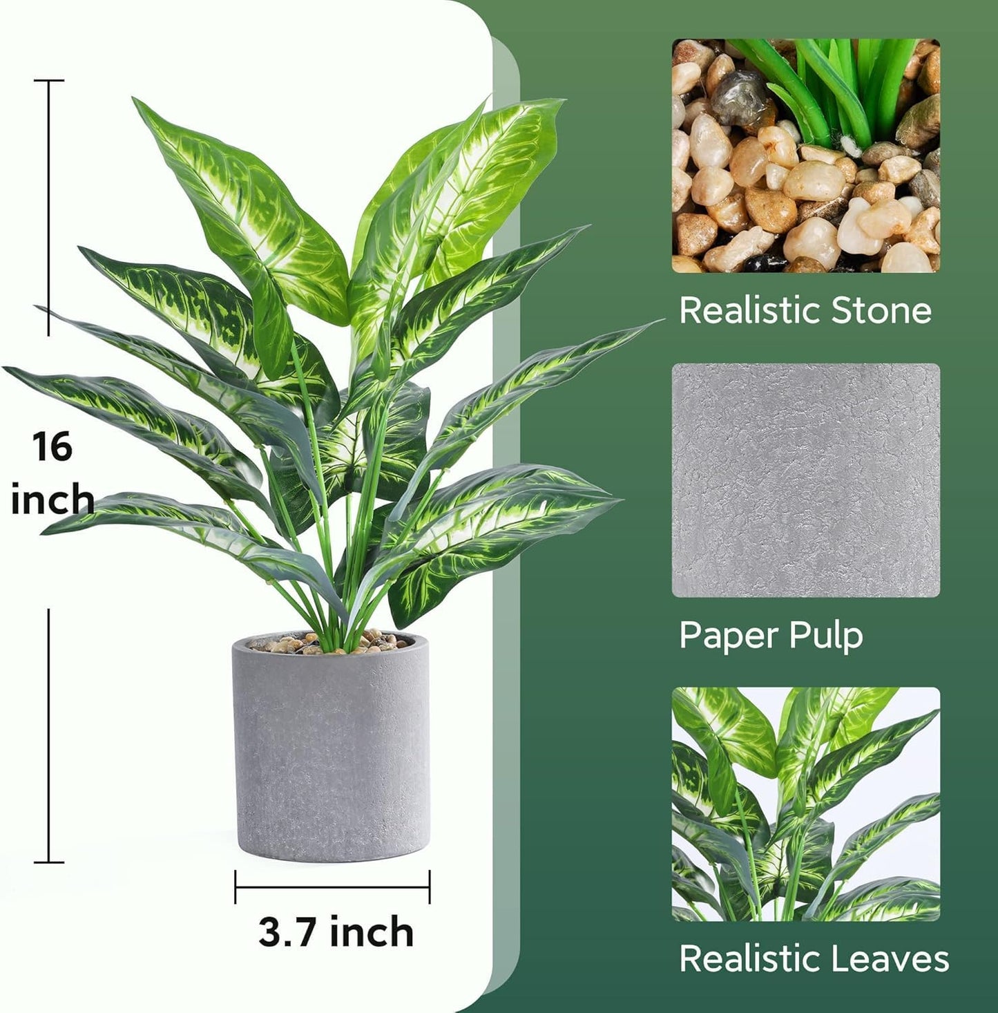 JC nateva 16" Small Fake Plants Artificial Tropical Faux Plants Indoor for Office Desk Shelf Bathroom Home Decor