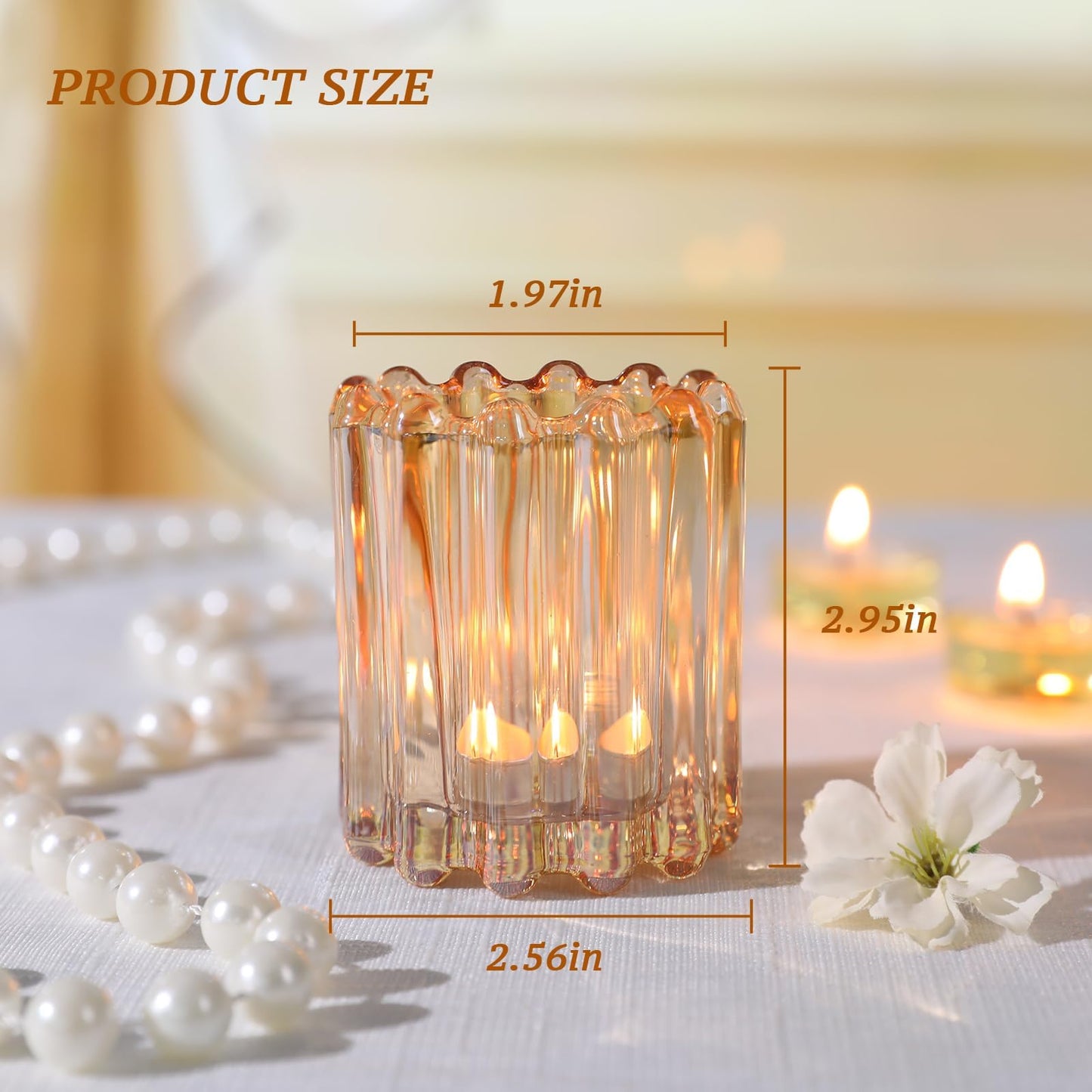 HAVITI 6 Pcs Votive Candle Holder, Gold Glass Large Candle Holders, Tealight Candle Holder for Fall Wedding Centerpieces Dinner Party Table Decor