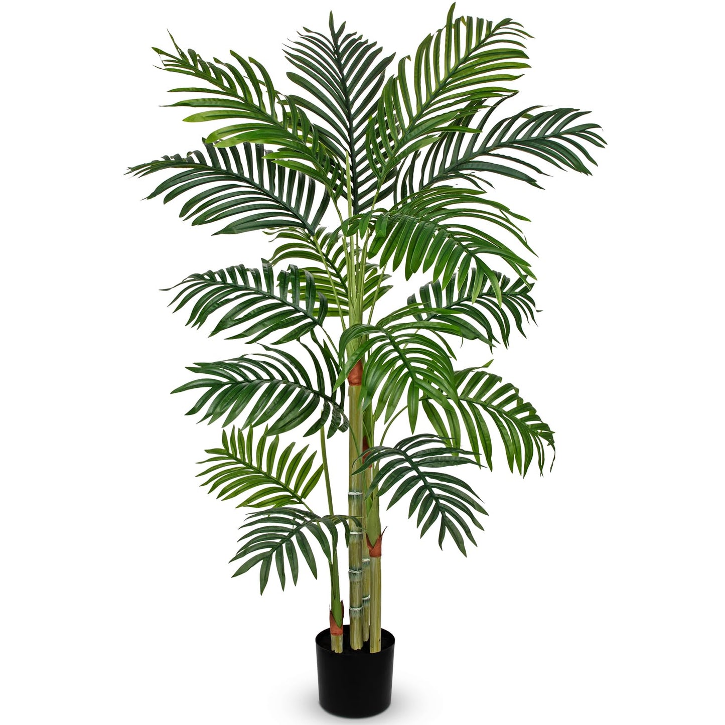 Hollyone Fake Palm Tree Decor 4FT with Planter Artificial Palm Tree Faux Tropical Areca Floor Plant in Pot with 3 Textured Trunks Silk Plant for Home Garden Outdoor Indoor Office Decor