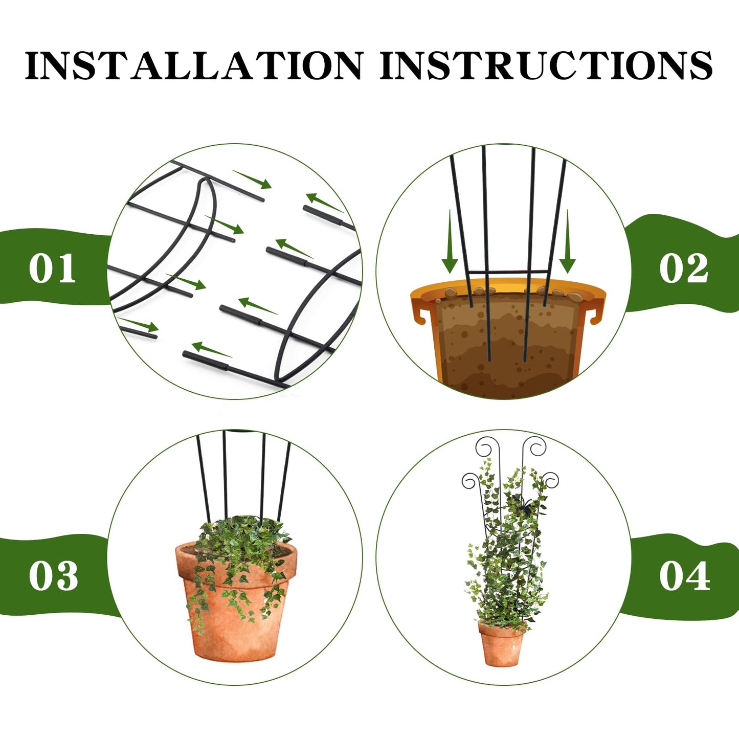 ZOUTOG Trellis for Climbing Plants Indoor 4 Pack 30 Inch,Rustproof Metal Garden Trellis for Potted Plants,Houseplant Support Indoor Outdoor for Ivy Pothos Monstera Hoya Flower Vines(Butterfly Shape)
