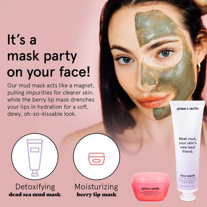 grace & stella Award Winning Skin Care Set - Christmas Gifts for Women, White Elephant Gifts for Adults - Travel Essentials with Under Eye Masks, Serum, Cleanser, Lip Balm - Holiday Gift for Mom, Her