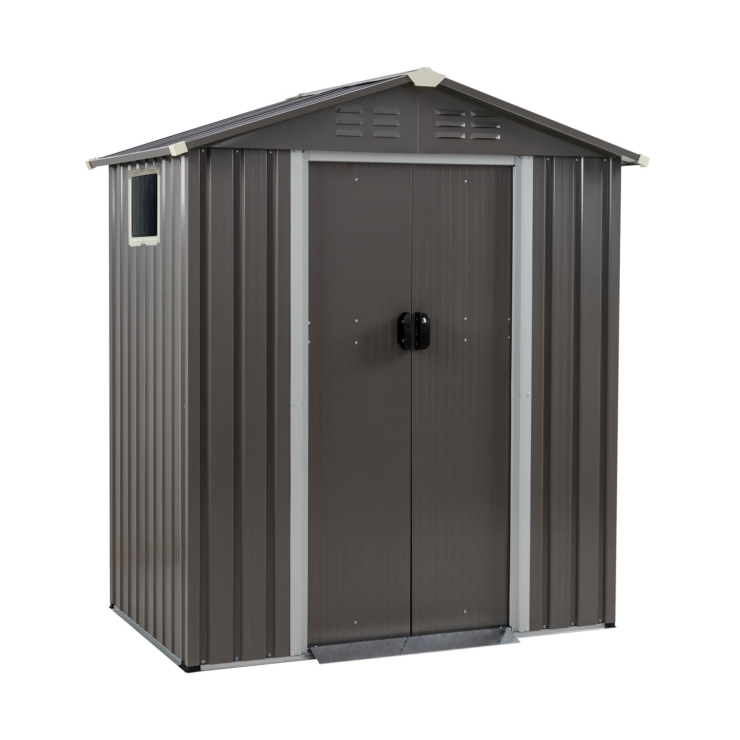 Vongrasig 5 x 3 x 6 FT Outdoor Storage Shed, Metal Tool Shed Clearance Garden Steel Shed with Side Window and Lockable Door Waterproof Tool Shed for Backyard Patio, Lawn (Gray)