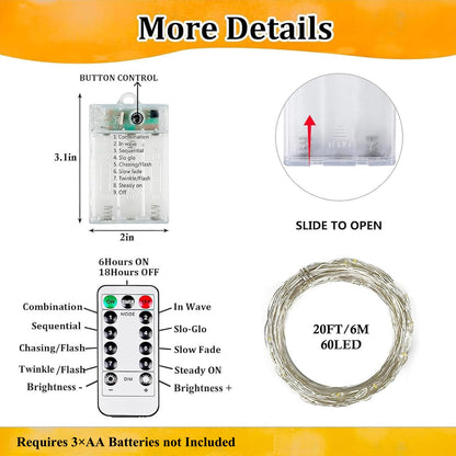 4Pack 80FT 240LED Christmas Fairy Lights Battery Operated with Remote & Timer | 8 Modes Twinkle String Lights Battery Powered Indoor Outdoor Waterproof for Bedroom Wedding Christmas Décor