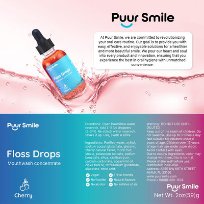 Concentrated Floss Drop Serum – 2oz Concentrated Mouth Wash to Use in Water Flosser | Natural Essentials Promotes Good Breath | Organic Spearmint Drop Supports Good Oral Health