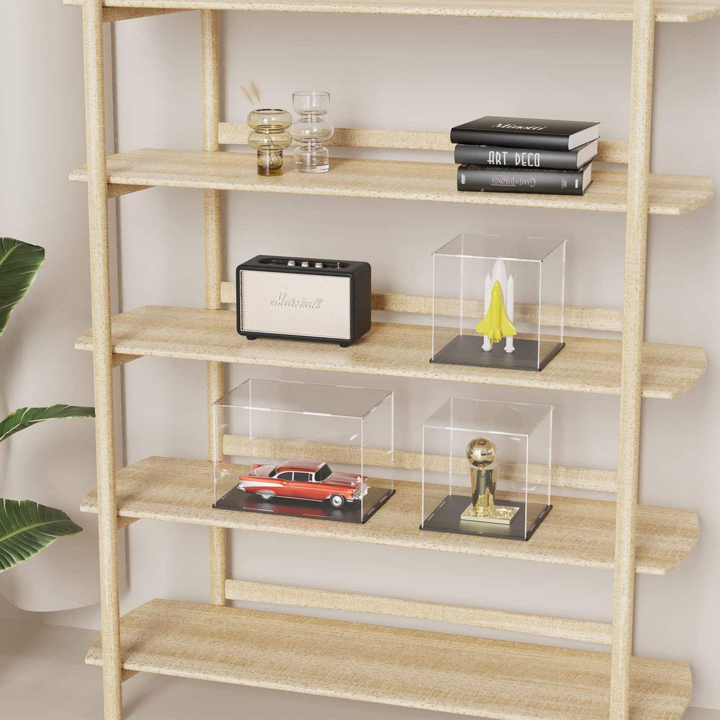 SVENJBB Acrylic Display Case, 7x7x11 Inch Cube Acrylic Boxes for Display, Clear Display Cases with Matte Black Base and Lid for Collectibles and Figures