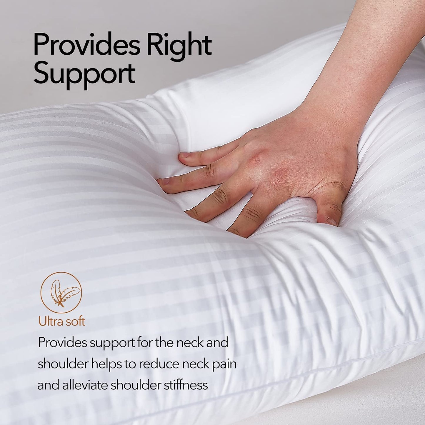 Adam Home Pillows 4 Pack Hotel Quality Side Sleeper Bounce Back Bed Pillow Hypoallergenic & Anti Dust Mite Resistant Premium Filled Hotel Pillows Pack of 4