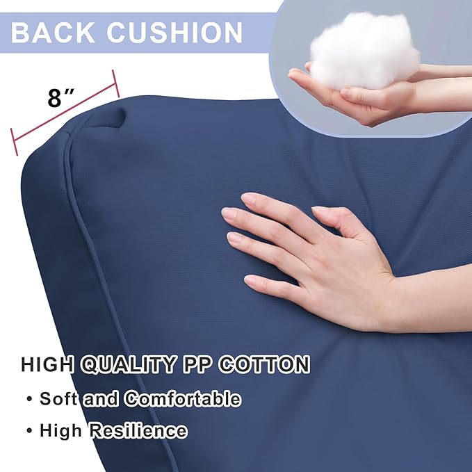 Art to Real Outdoor Wicker Recliner Chair with 5.5'' Cushions, Automatic Adjustable Patio Lounge Chairs, Aluminum Frame Reclining Chair for Lawn Backyard Porch Poolside Deck(Navy Blue)