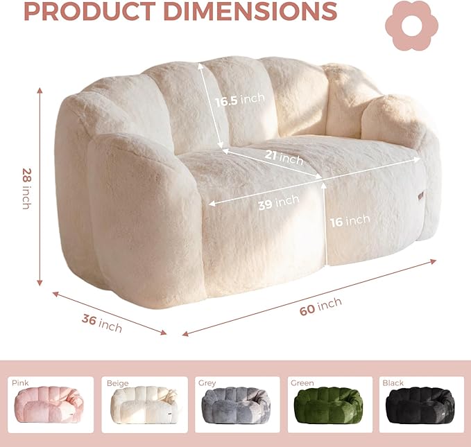 MAXYOYO Bean Bag Chair for Adults, Loveseat Floral Shaped Bean Bag Sofa