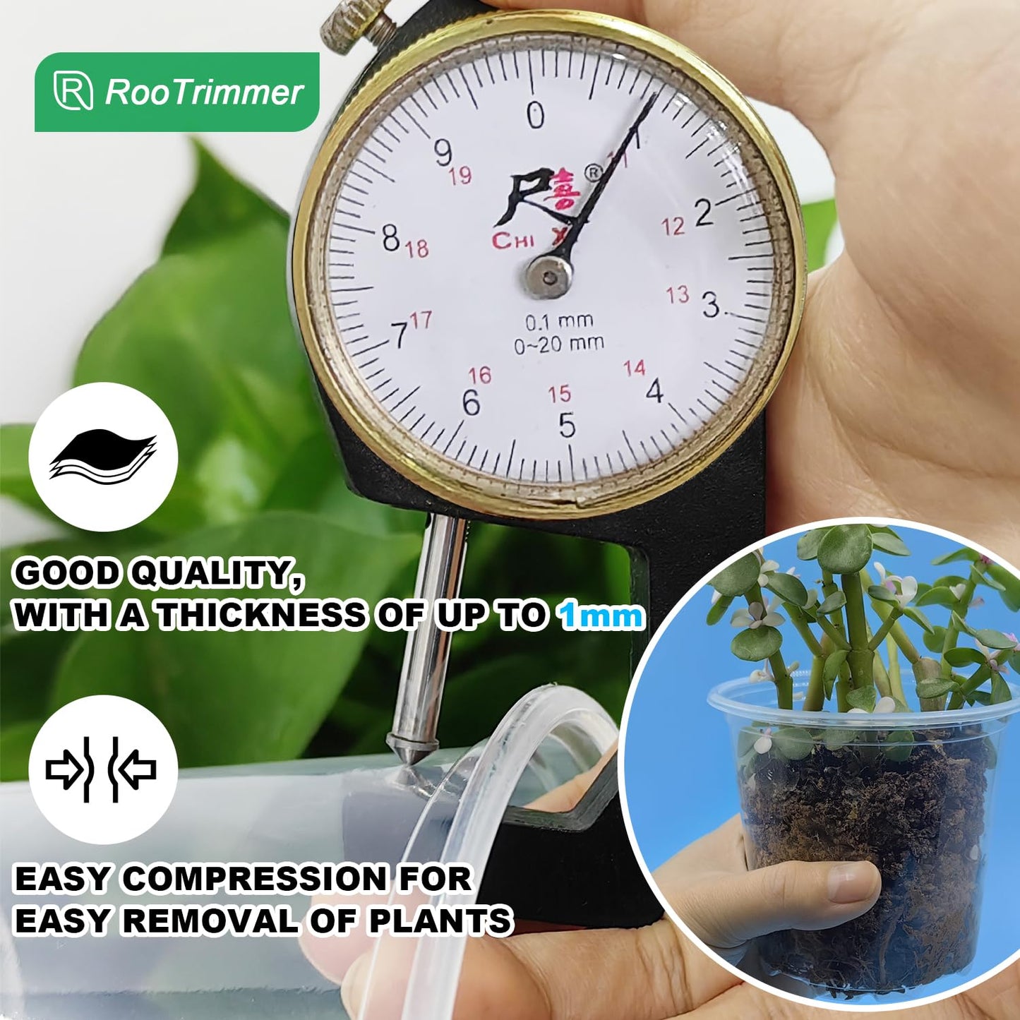 RooTrimmer 4" Clear Seeding Pots 50-Pack Round for Seeds Starting, Seeds Germination Transparent Nursery Pots with Drainage Holes (4Inch,Clear,50Pcs)