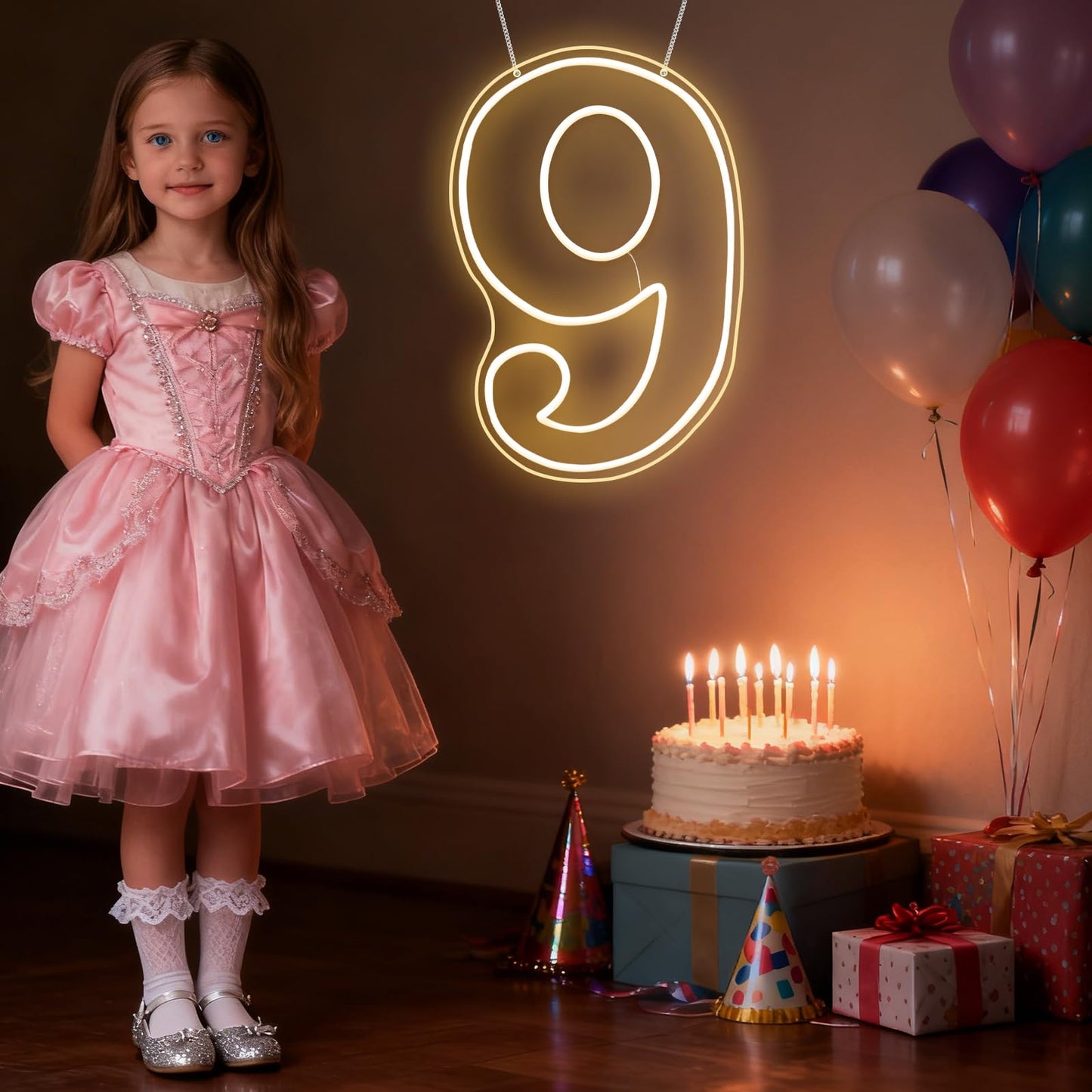 RUMONZS LED Acrylic Light up Number, Decorative Transparent Light up Letters USB Powered Big Number Sign Light for Birthday, Night Light, Party, Anniversary, Christmas, Home Decor, Wedding 11.8'' (number9)