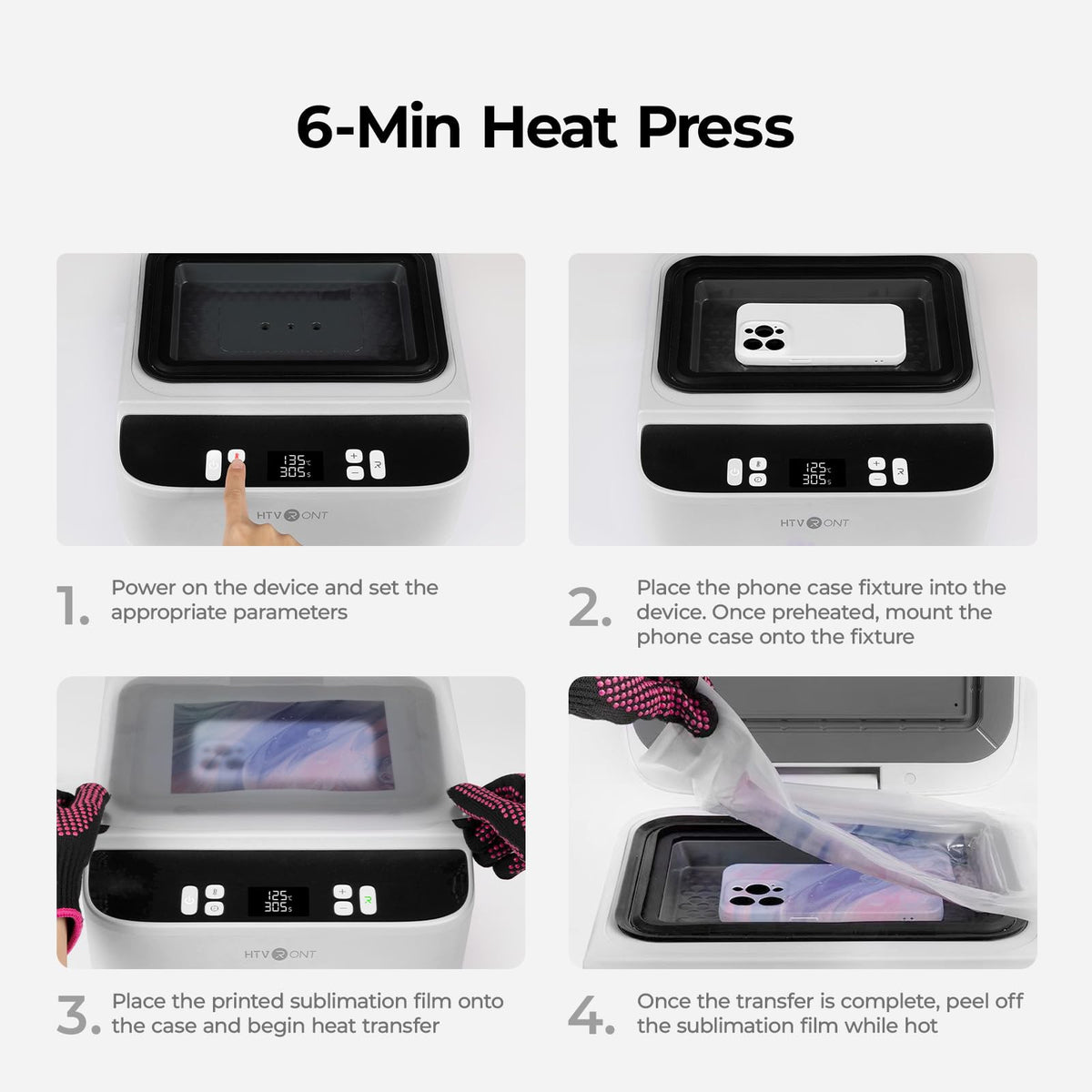 HTVRONT Phone Cases Heat Press - 3D Vacuum Heat Press with is Software, Auto Temperature Control. Includes 2 Adjustable Phone Fixture(Compatible with iPhone & Android)