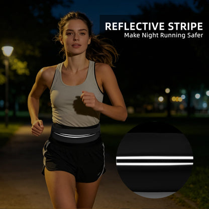 Running Belt for Men Women, Water-resistant Fanny Pack with 3 Zipper Pockets & Reflective Safety Strips, Adjustable Waist Pack Jogging Pouch for Phone, Keys & Essentials (Yellow, Large)