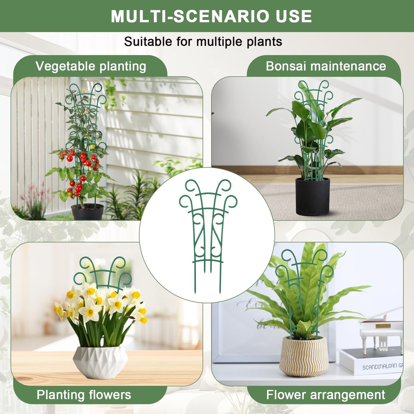 Qaobo 6 Pack Indoor Plant Trellis for Potted Plants, Stackable Garden Trellis for Climbing Plants Outdoor, Small Trellis for Houseplants Rose Hoya Pothos Plant Climber Support
