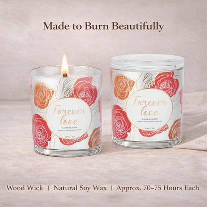 2 Pack Wood Wick Soy Wax Candle Gift Set for Women, Rose & Peony and Vanilla Amber, 11.3 Oz Each, Individually Boxed