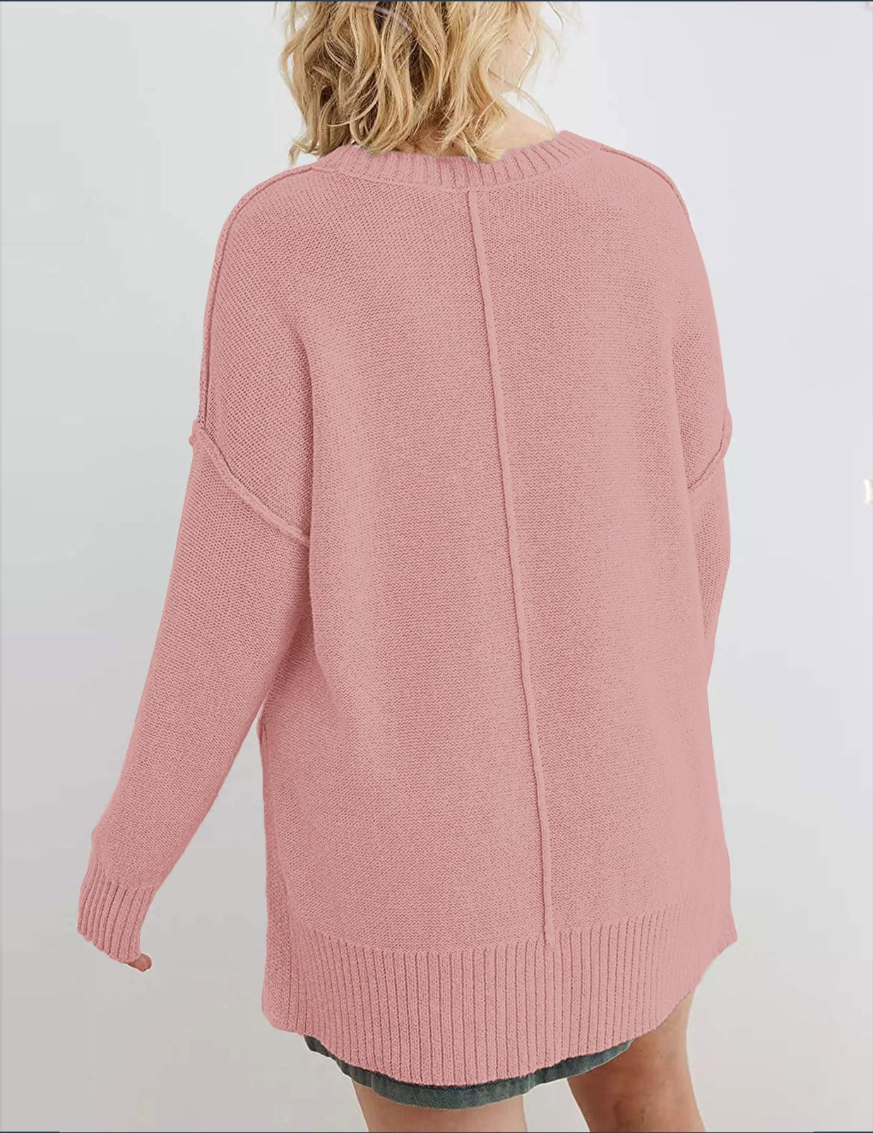 MEROKEETY Women's 2025 Fall Winter Oversized Pullover Sweater Casual Loose Crew Neck Long Sleeve Side Split Jumper Tops