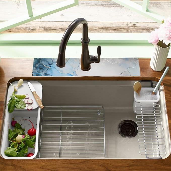 19.5" x 12" Dish Drying Mat & 24" x 5.5" Sink Splash Guard, Super Absorbent