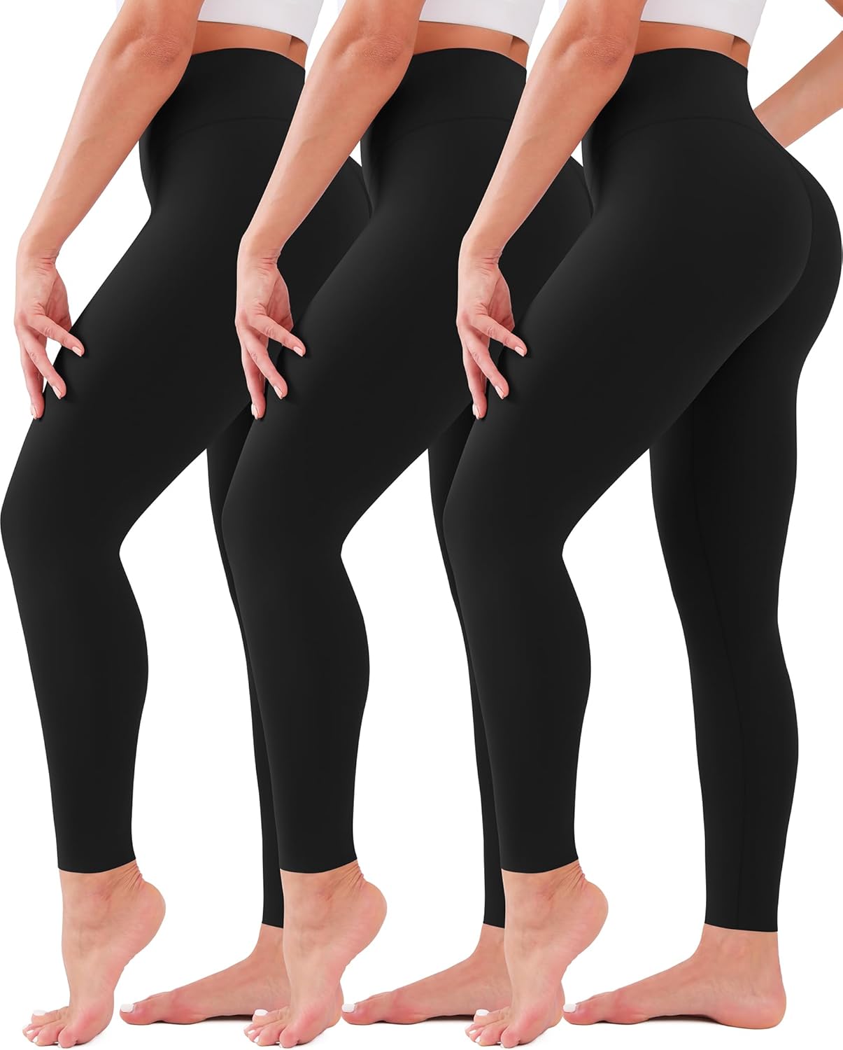 3 Pack Leggings for Women High Waisted No See-Through Tummy Control Soft Yoga Pants Womens Workout Athletic Running Leggings