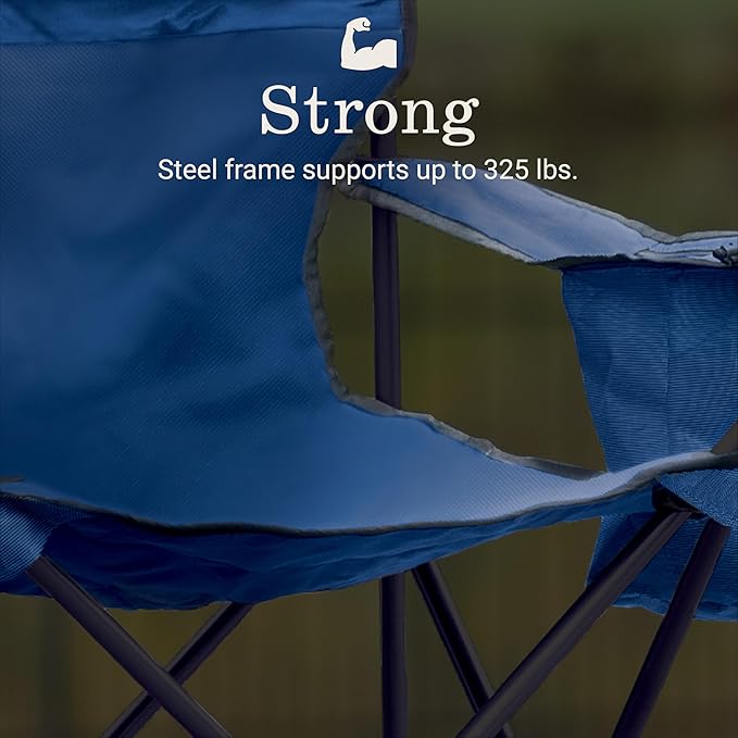 Coleman Portable Camping Chair with 4-Can Cooler, Cushioned Seat & Back with Side Pockets & Cup Holder, Carry Bag Included, Great for Camping, Tailgating, Firepits, Patio, & More