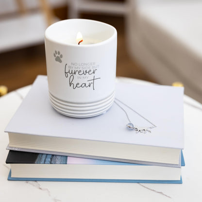 Pavilion Gift Company - Forever in My Heart - 10oz Wax Reveal Secret Surprise Message Single-Wick Jasmine Scented Candle Pet Bereavement Memorial in Memory Funeral Gift Condolence Sympathy Present