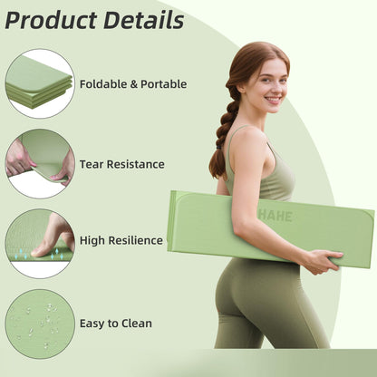 Foldable Yoga Mat,74"Lx32"Wx1/3"Thick,Folding Exercise Mat,Non-slip Wide Pilates Mats for Home Workout/Travel, Portable Yoga Mat Thick for Yoga/Pilates/Camping/Floor Exercises