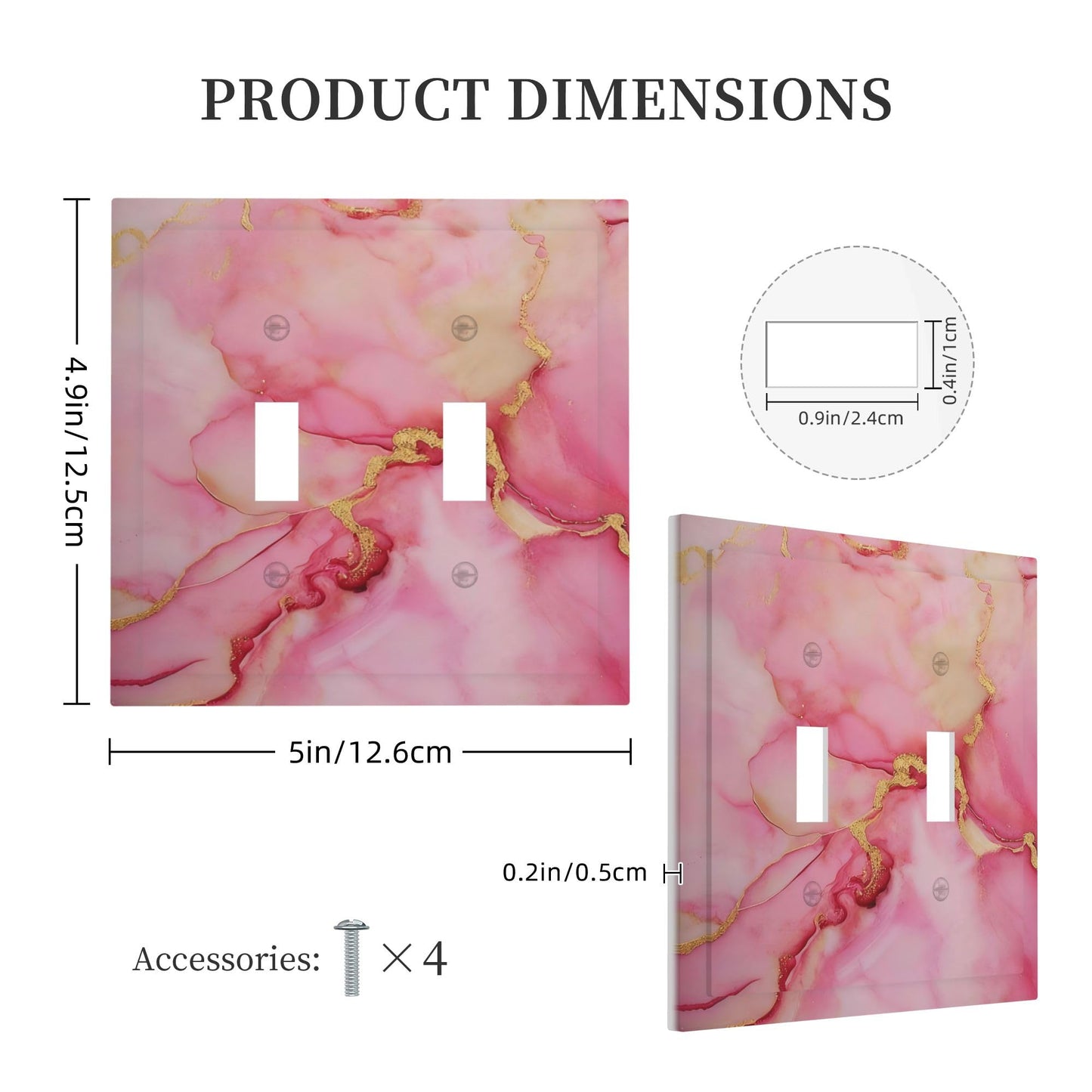 Decorative Art Light Switch Covers Pink & Gold Flow 2 Gang Double Toggle Wall Plate Decorative Switchcover Electrical Switchplate for Home Decor