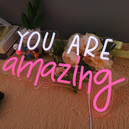 SYLHOME You Are Amazing LED Neon Light Sign 5V Girls Boys Bedroom Living Room Classroom Wall Decor Sign Hanging Smart Kid Birthday USB 16.9" X 10.6" Warm White