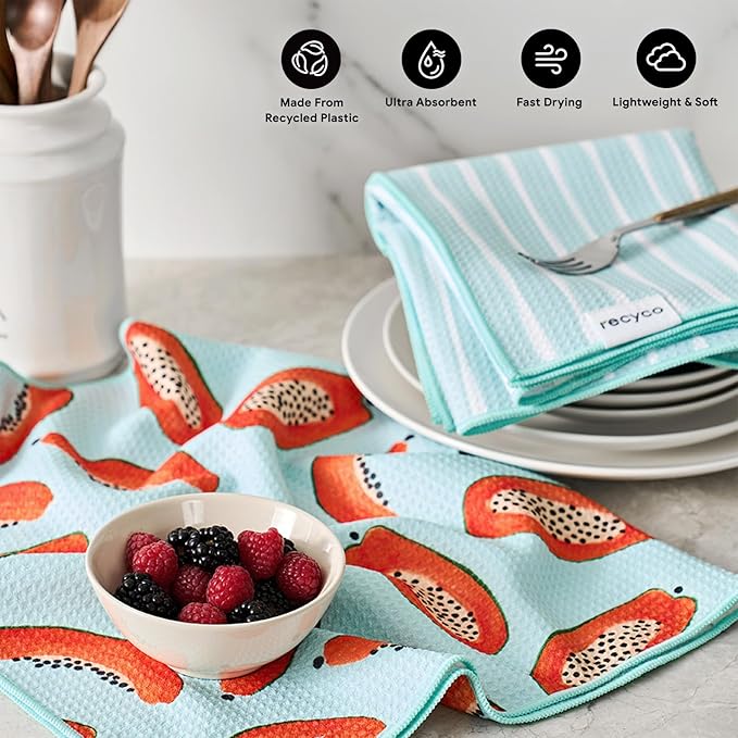 RECYCO Waffle Kitchen Towel Set of 2