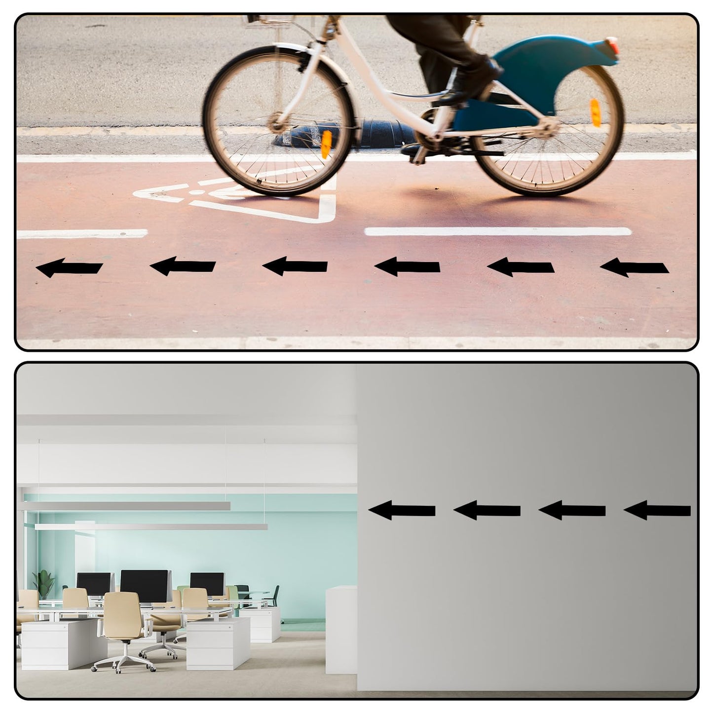 Ymapinc 7.87"x2.36" Black Arrow Stickers for Signs, 12 Pack Waterproof PVC Floor Decals, Self-Adhesive Directional Arrow Outdoor, Small Directional Arrows for Road Instructions & Direction Marking