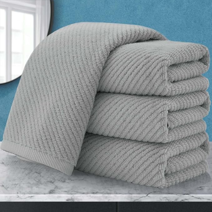 VOOVA & MOVAS Grey Hand Towels for Bathroom, Large 18" x 28"