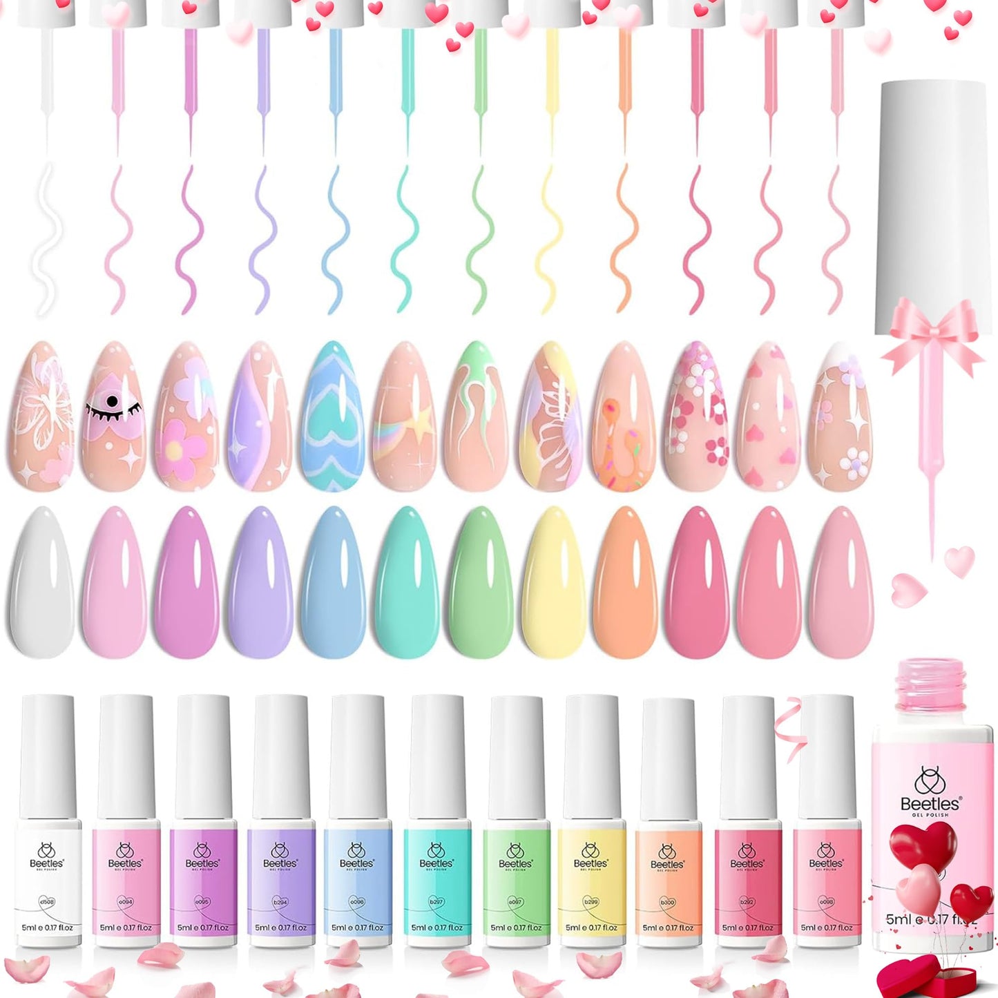 Beetles Nail Stamp 3Pcs Silicone French Tip Nail Stamp Kit with Replacement Nail Stamper Heads and Scrapers Soft Silicone Nail Printing Tool for Home Manicure Diy Nail Art Salon Gifts for Girls