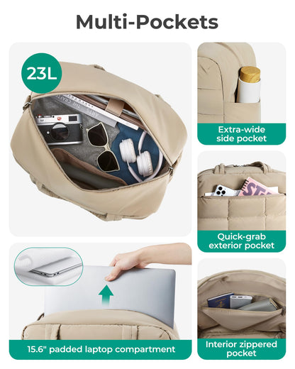 BAGSMART Gym Bag for Women, Carry on Travel Duffel Bag, Water-resistant Weekender with Shoe Compartment for Gym Travel Work, Desert, Medium