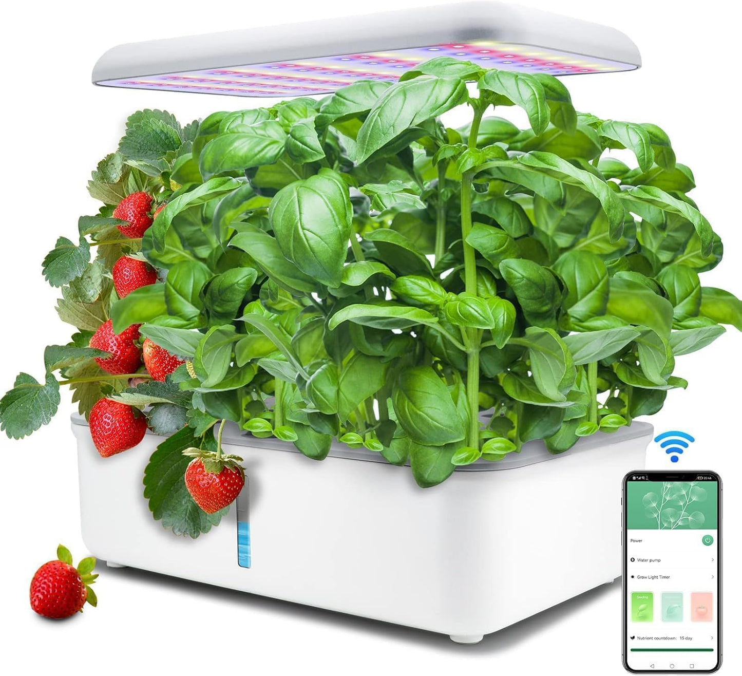 Hydroponics Growing System Kit with LED Grow Light, Indoor Gardening System with 14 Pods, WiFi Indoor Herb Garden, Herb Garden Kit Indoor, Adjustable Height Up to 16.5", Auto Pump, 5L Water Tank