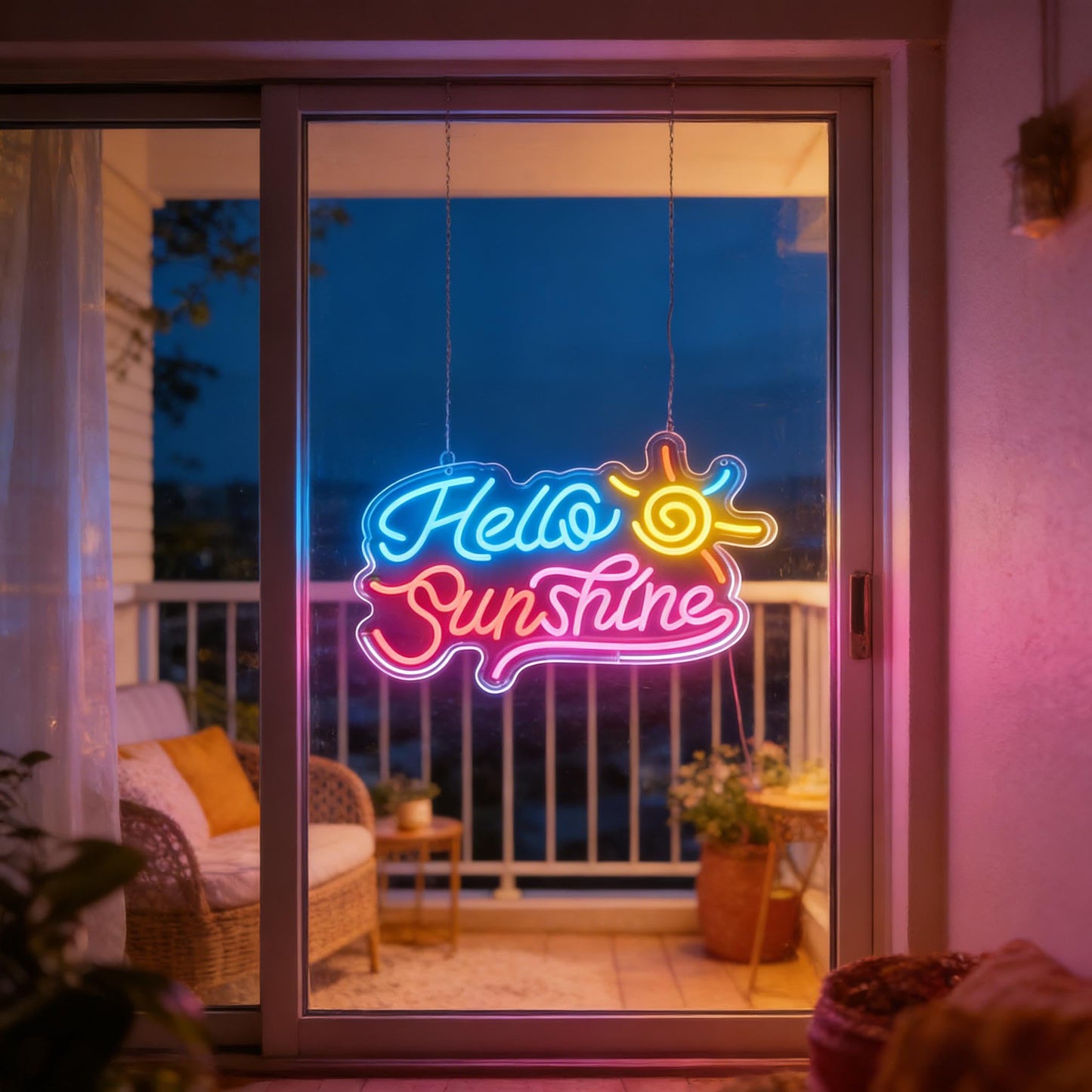 Hello Sunshine Neon Sign, LED Light Up Decorative Sign, USB Powered Dimmable Neon Light, Home Bedroom Living Room Kitchen Window Wall Decor, Cheerful Art Decor Gift for Kids Teens Adults Friends