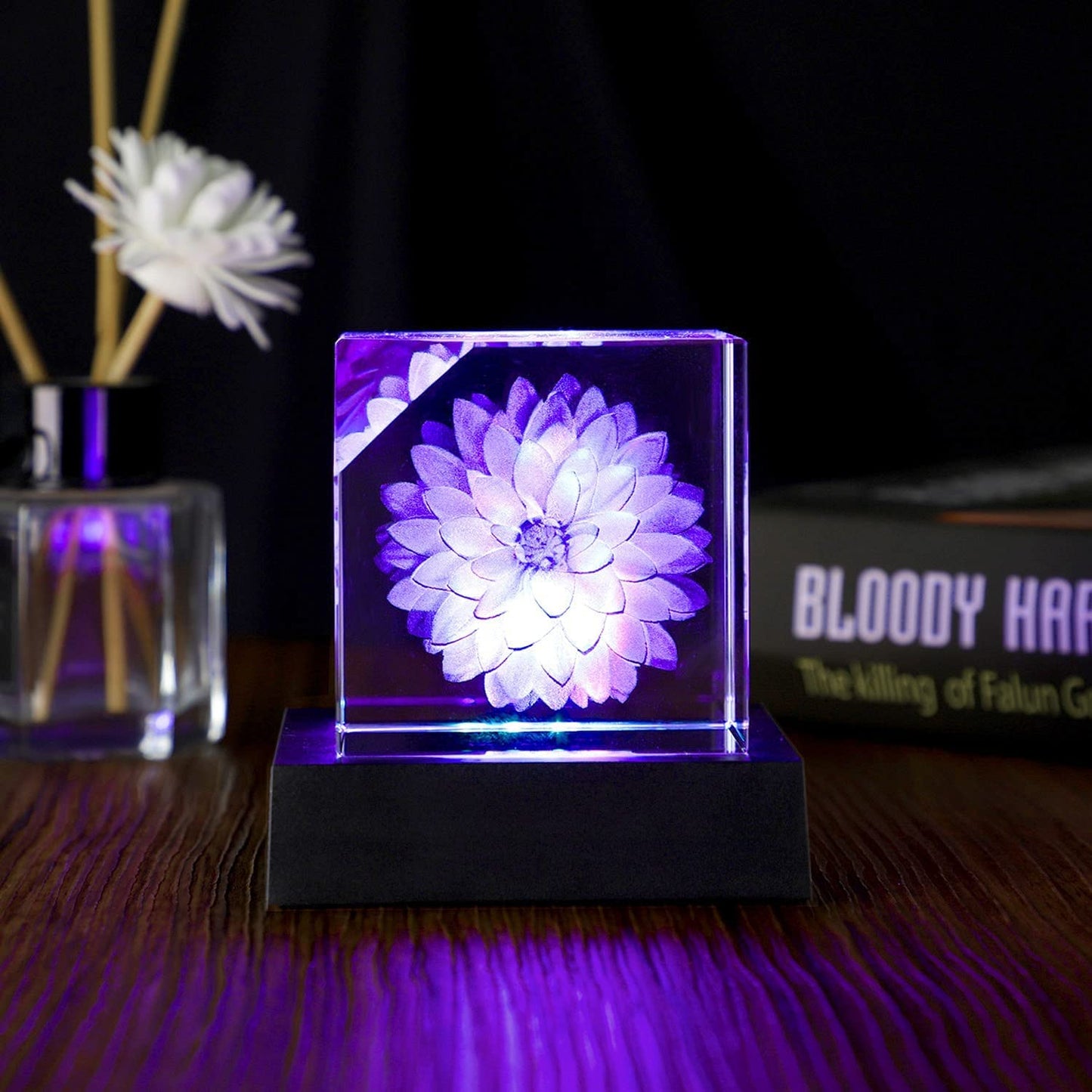 Facmogu 9 LED Lights Base for Crystal 3D Glass Art, USB/Battery Powered LED Display Base Stand, Pedestal Color Show Stand for Crystal Awards, Trophies, Statues, Figurines