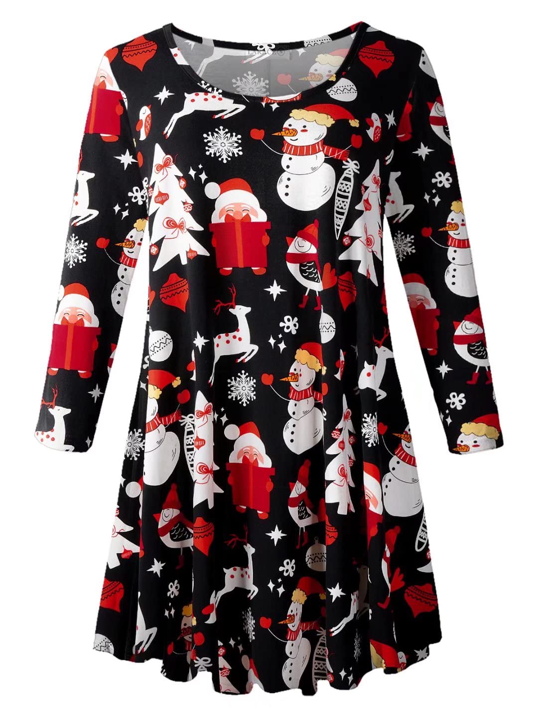 LARACE Ugly Christmas Shirts for Womens Plus Size Dressy Tops 3/4 Sleeve Ladies Tunic Loose Fit Casual Basic Clothes(3X, Flower47)
